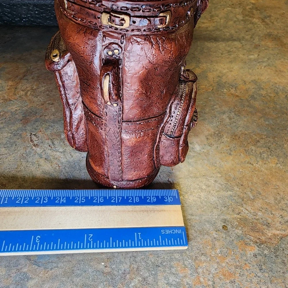 Vintage Desk Accessory Golf Bag With Ball Bucket For Pencils, Pens & Stamps